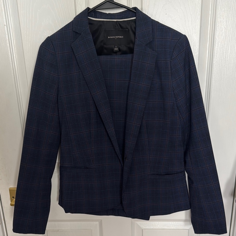 Banana Republic Navy Plaid Suit